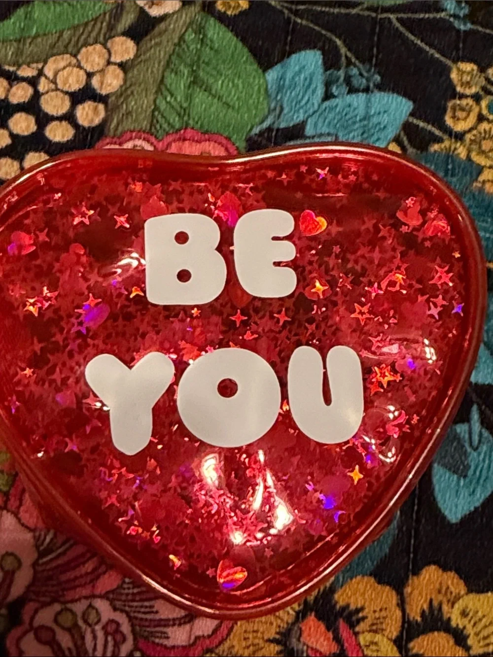 Iridescent Heart Handle Tote Bag BE YOU zipper heart liquid glitter photo frame